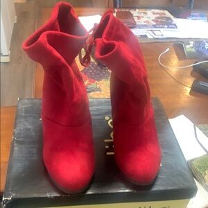 Diba Red Heeled Boots with Sleek Design